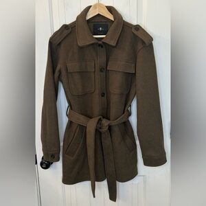 7 For All Mankind Brown Wool Blend Belted Utility Jacket Small EUC